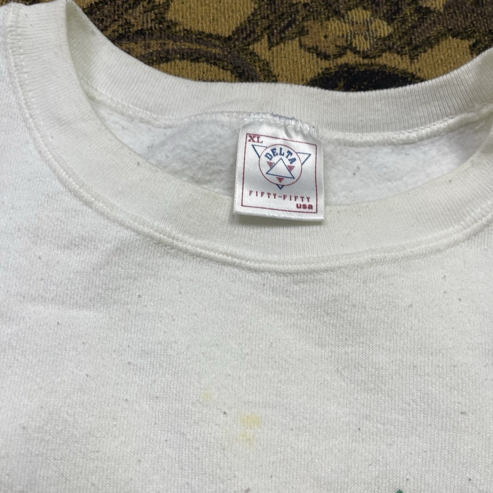 Vtg 90s Delta Hawaii Floral Embroidered Pullover Sweater White Mens Size XL - Picture 4 of 8